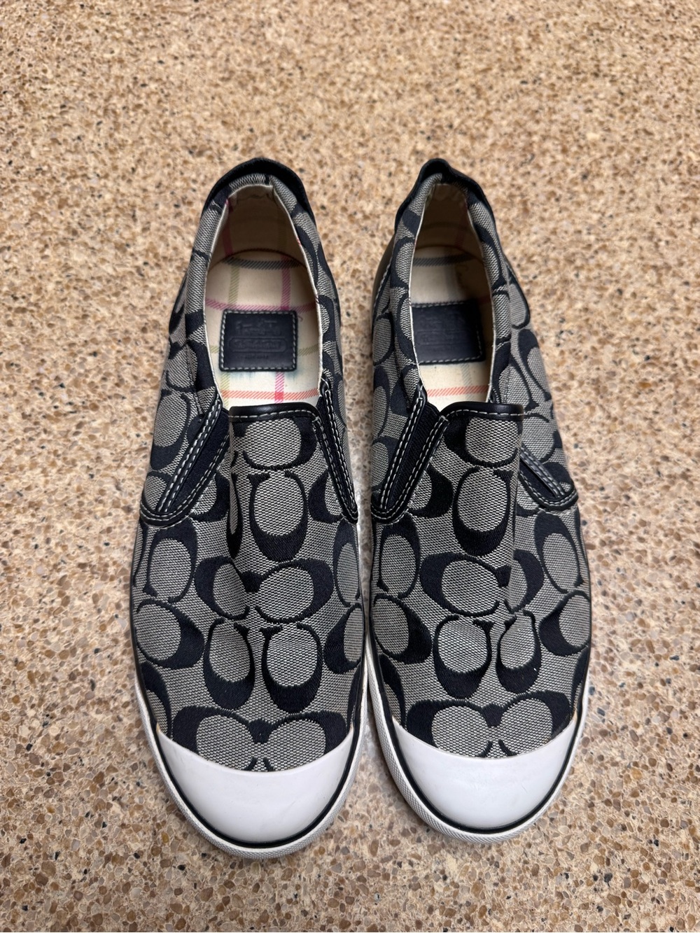 Coach Gray and Black Signature Slip-On Sneakers for Women